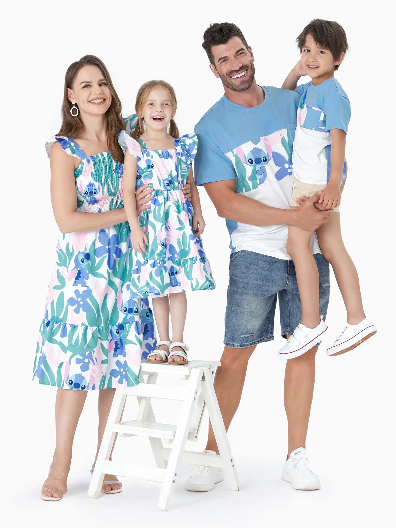 Family Matching Floral Plant Print T Shirt And Dress