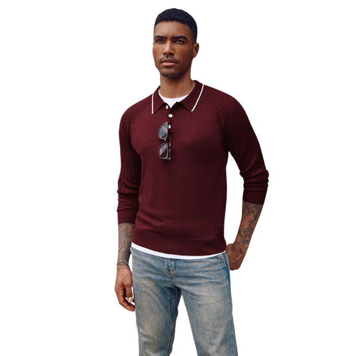Retro Button Up Polo Sweater