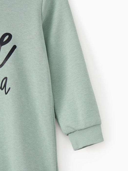 Letter Print Family Matching Hoodie Dress Set