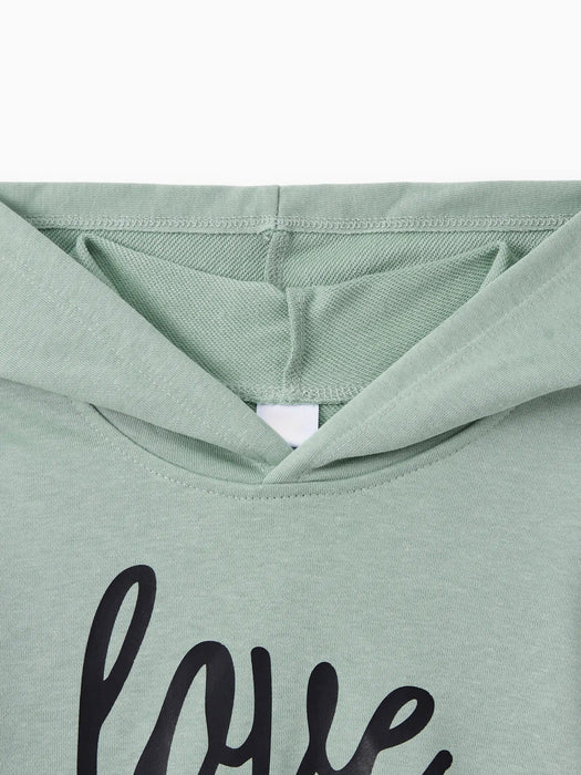 Letter Print Family Matching Hoodie Dress Set