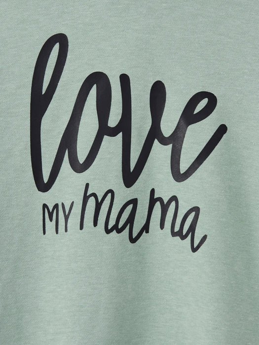 Letter Print Family Matching Hoodie Dress Set