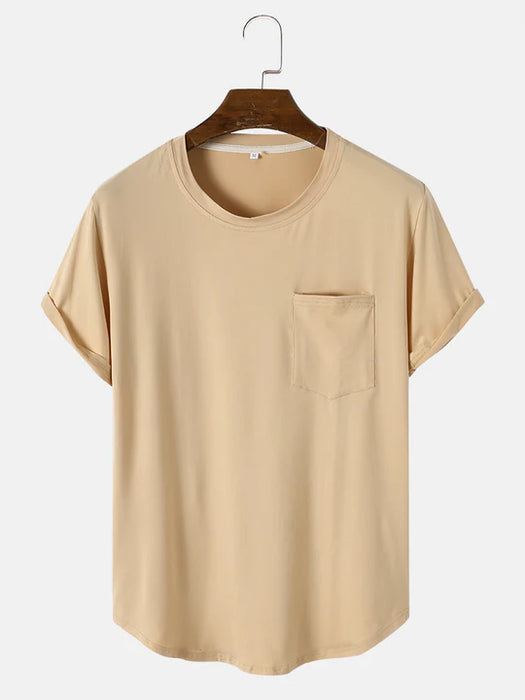 Solid Color Basic Tshirts With Pocket