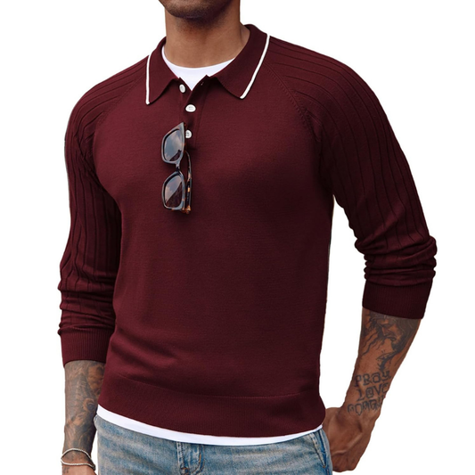 Retro Button Up Polo Sweater