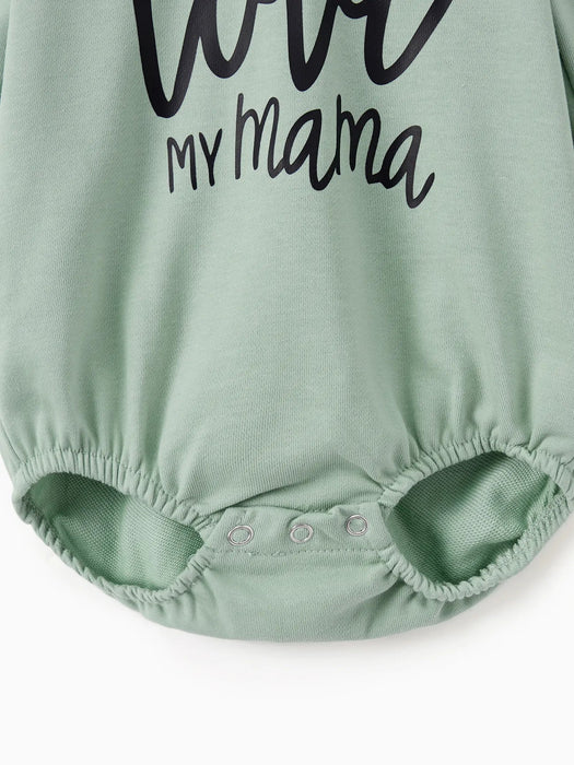 Letter Print Family Matching Hoodie Dress Set