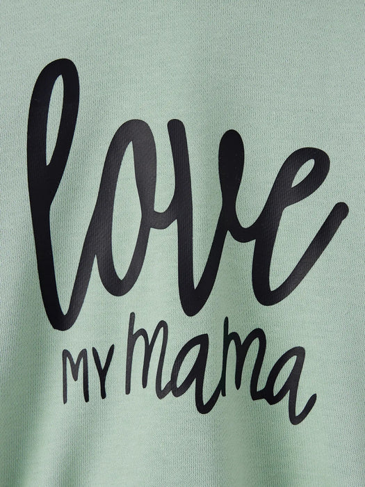 Letter Print Family Matching Hoodie Dress Set