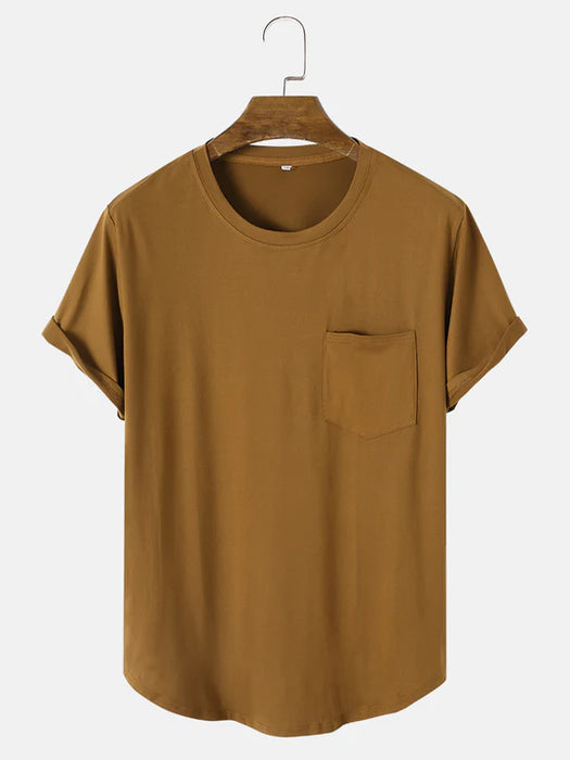 Solid Color Basic Tshirts With Pocket