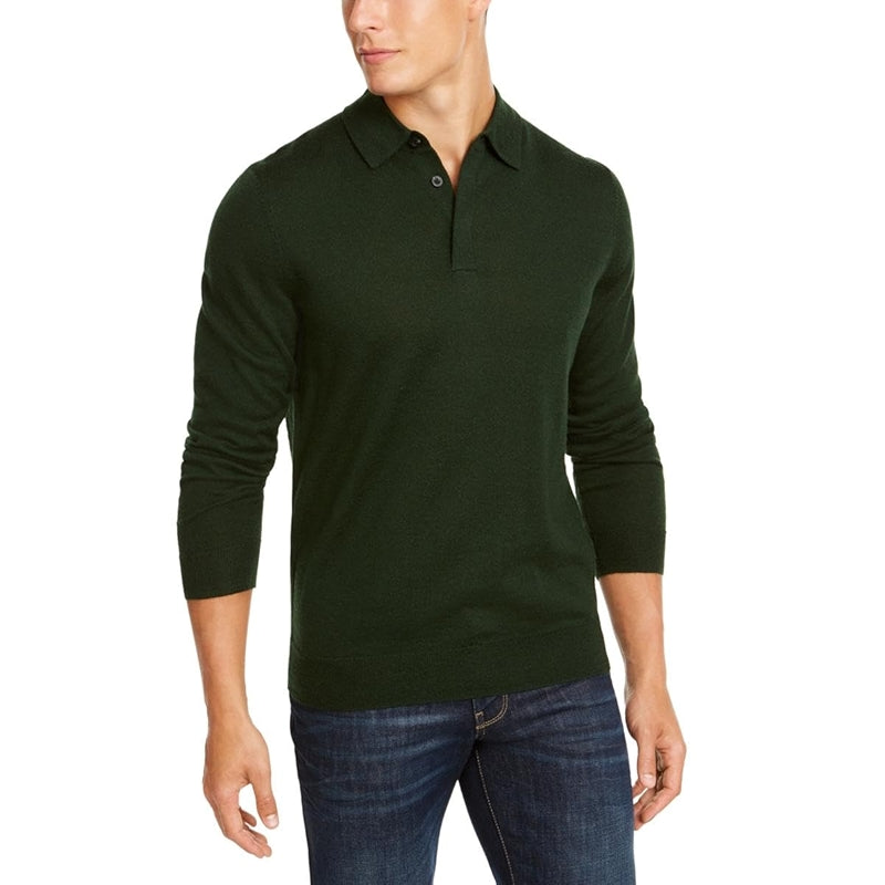 Merino Wool Blend Polo Pullover Sweater