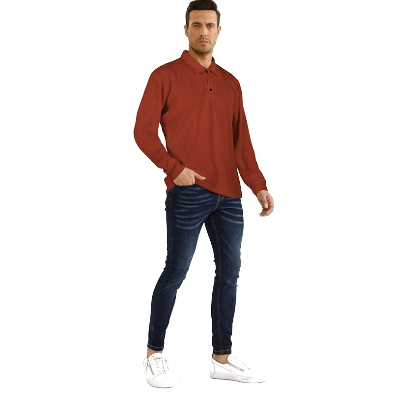 Casual Long Sleeve Polo Sweater Ribbed Knit