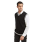 Business Solid Color Plain Sweater Vest Cotton Fit Casual Pullover