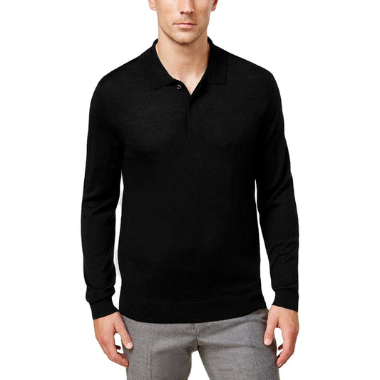 Merino Wool Blend Polo Pullover Sweater