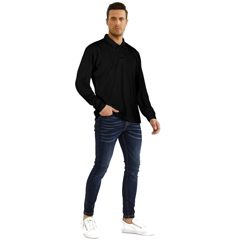 Casual Long Sleeve Polo Sweater Ribbed Knit