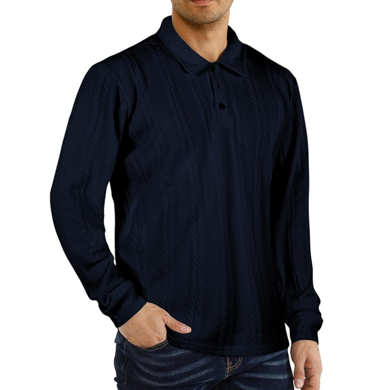 Casual Long Sleeve Polo Sweater Ribbed Knit