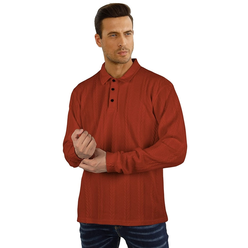 Casual Long Sleeve Polo Sweater Ribbed Knit