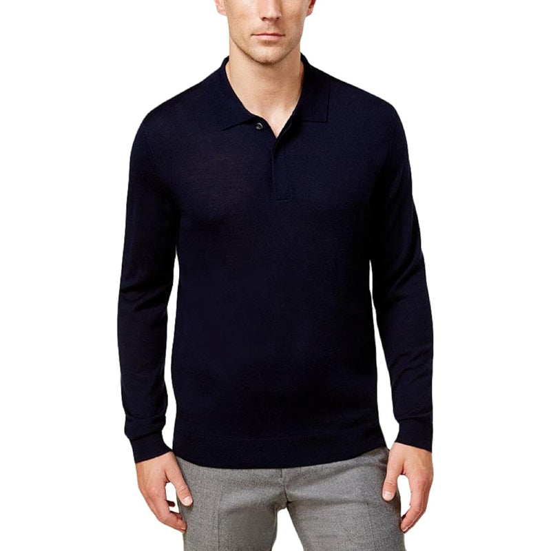 Merino Wool Blend Polo Pullover Sweater