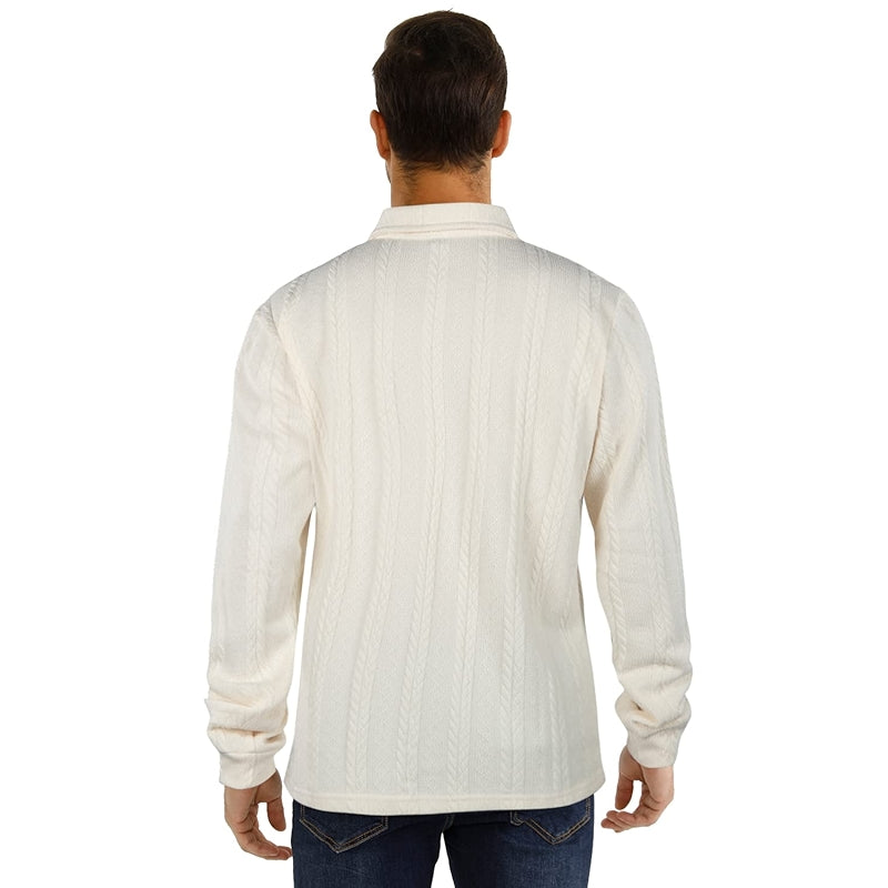 Casual Long Sleeve Polo Sweater Ribbed Knit