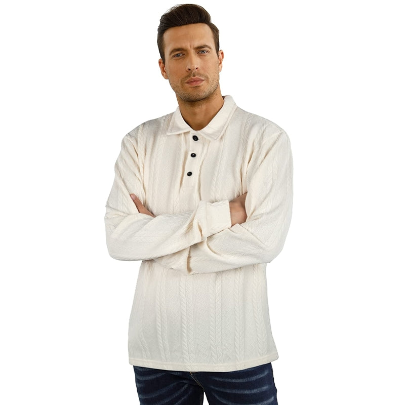 Casual Long Sleeve Polo Sweater Ribbed Knit