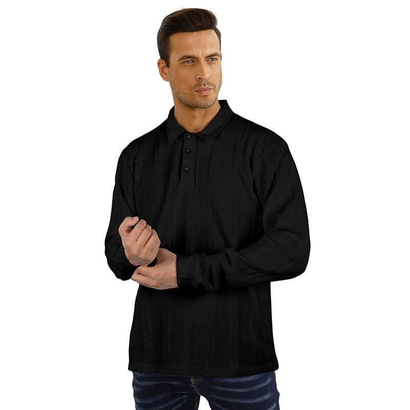 Casual Long Sleeve Polo Sweater Ribbed Knit