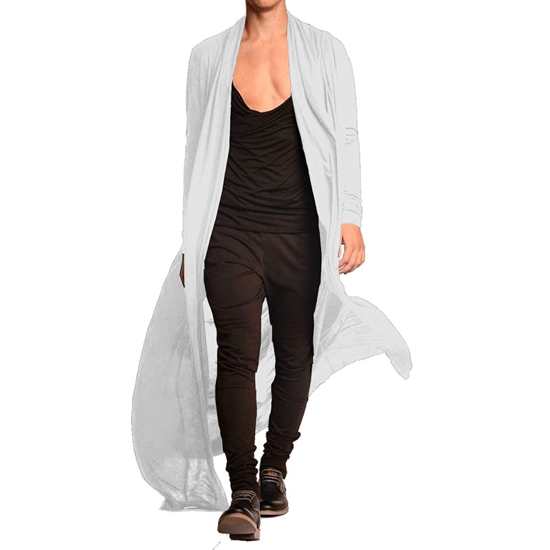 Lightweight Ruffle Shawl Collar Cardigan Open Front Long Length Cape