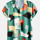 Geometric Color Block Print Button Up Shirt