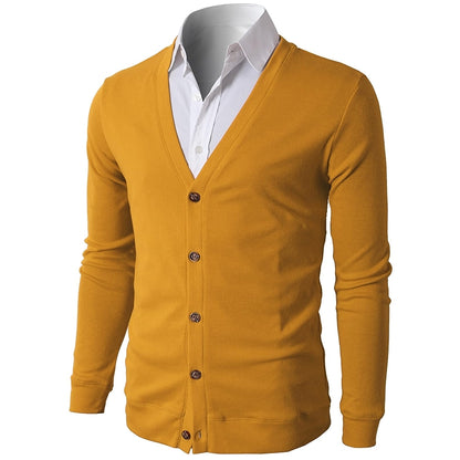 Solid Colored Casual Slim Fit Button Down Cardigan