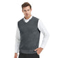 Business Solid Color Plain Sweater Vest Cotton Fit Casual Pullover