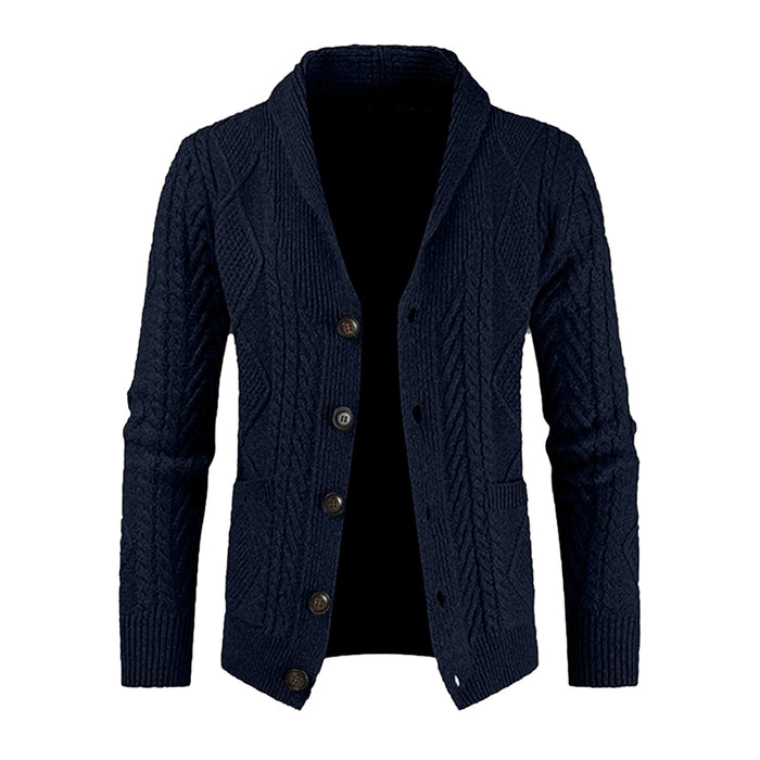 Casual Long Sleeve Shawl Collar Cardigan Sweater With Pockets