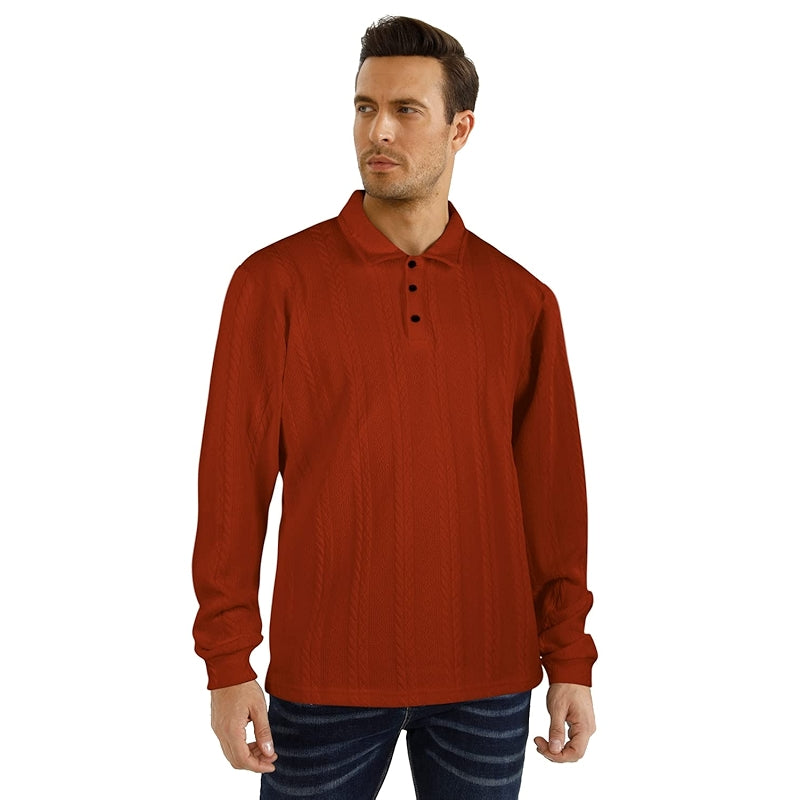 Casual Long Sleeve Polo Sweater Ribbed Knit