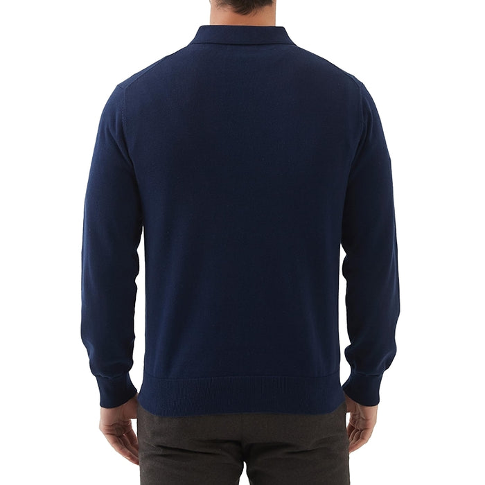 Kallspin Cotton Knit Polo Sweater Classic Casual Long Sleeve
