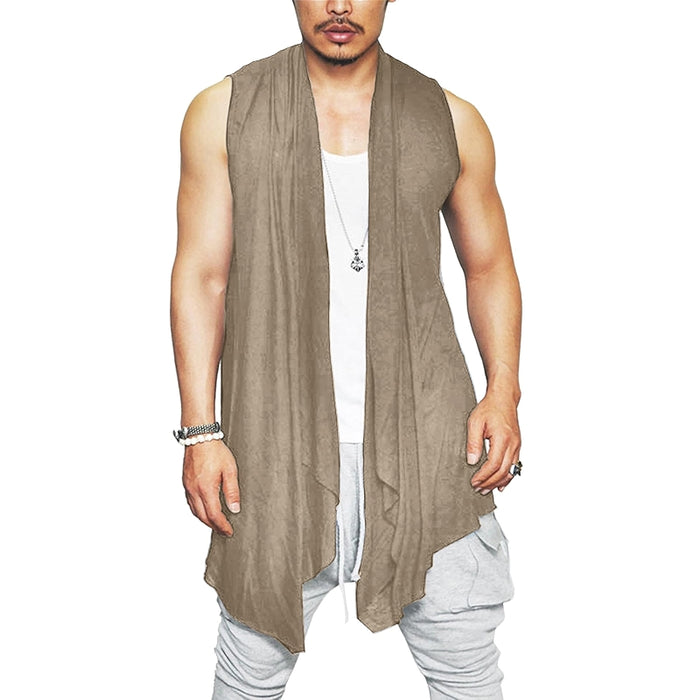 Ruffle Shawl Collar Cardigan Sleeveless Open Front Kimono Vest