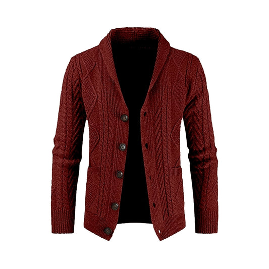 Casual Long Sleeve Shawl Collar Cardigan Sweater With Pockets