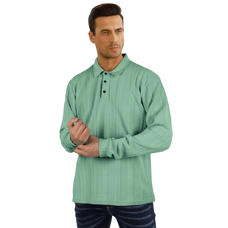 Casual Long Sleeve Polo Sweater Ribbed Knit