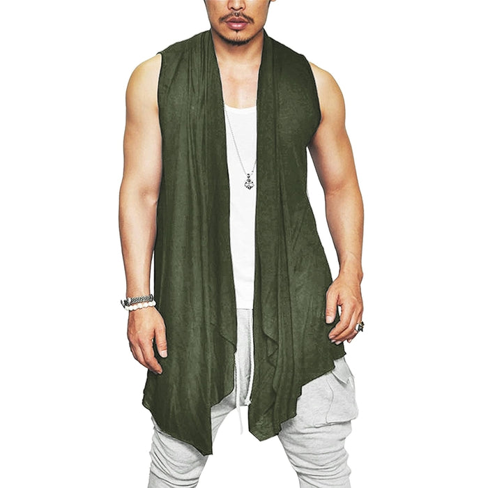 Ruffle Shawl Collar Cardigan Sleeveless Open Front Kimono Vest