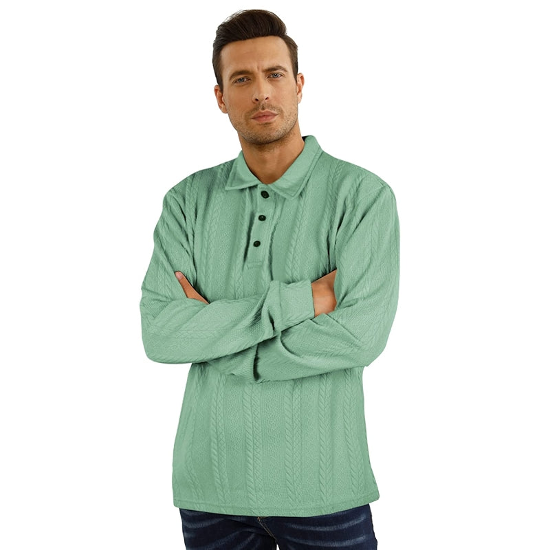 Casual Long Sleeve Polo Sweater Ribbed Knit