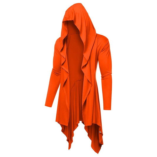 Long Hooded Cardigan Drape Cape Overcoat With Pockets