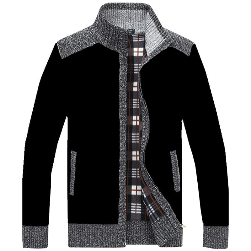 Full Zip Slim Thick Knitted Cardigan Jacket With Pockets