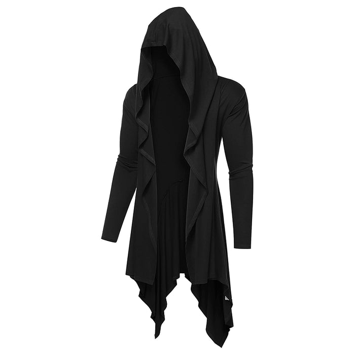 Long Hooded Cardigan Drape Cape Overcoat With Pockets