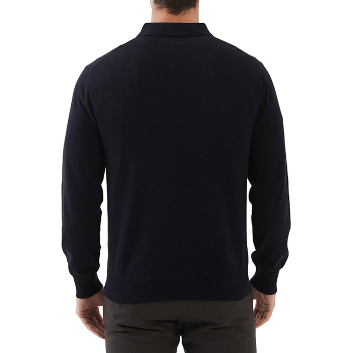 Kallspin Cotton Knit Polo Sweater Classic Casual Long Sleeve