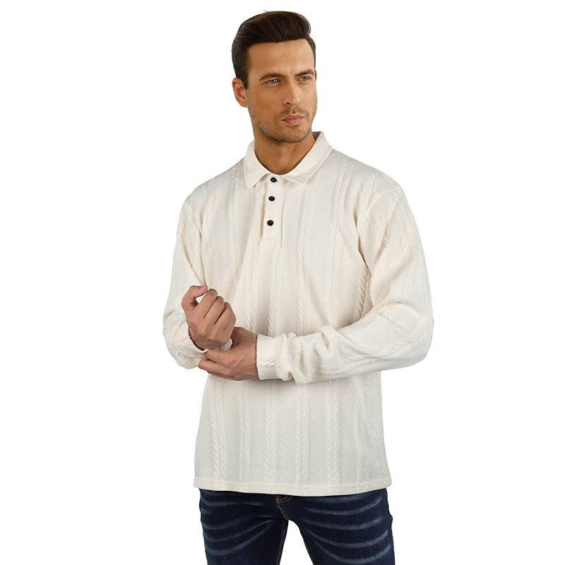 Casual Long Sleeve Polo Sweater Ribbed Knit