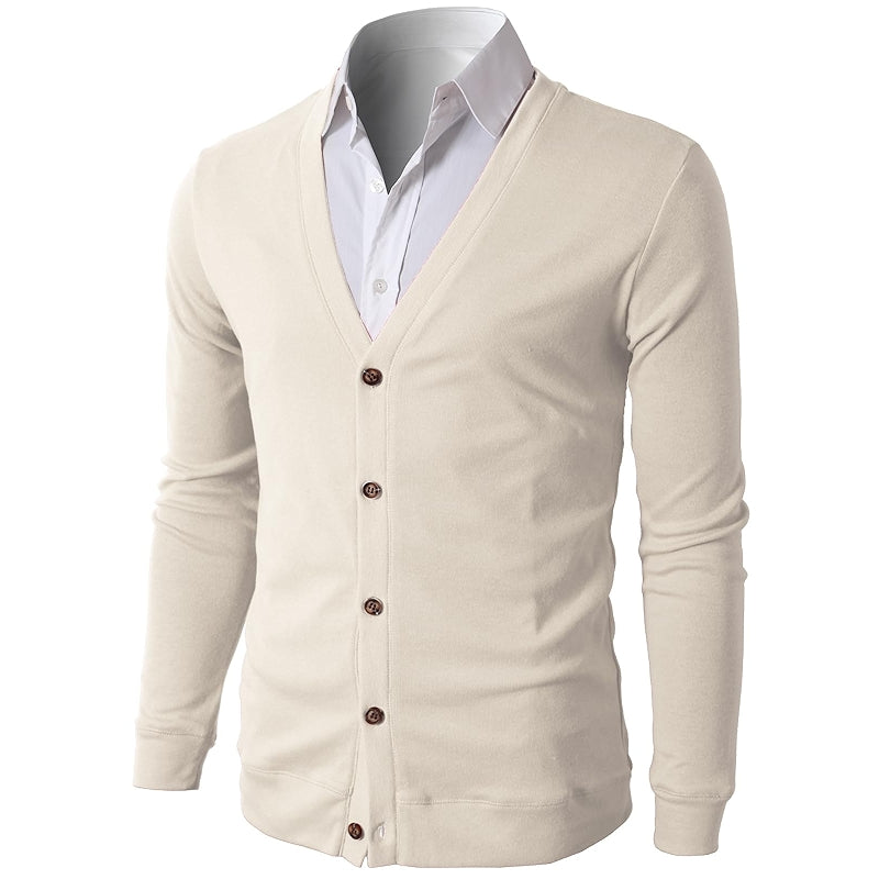 Solid Colored Casual Slim Fit Button Down Cardigan