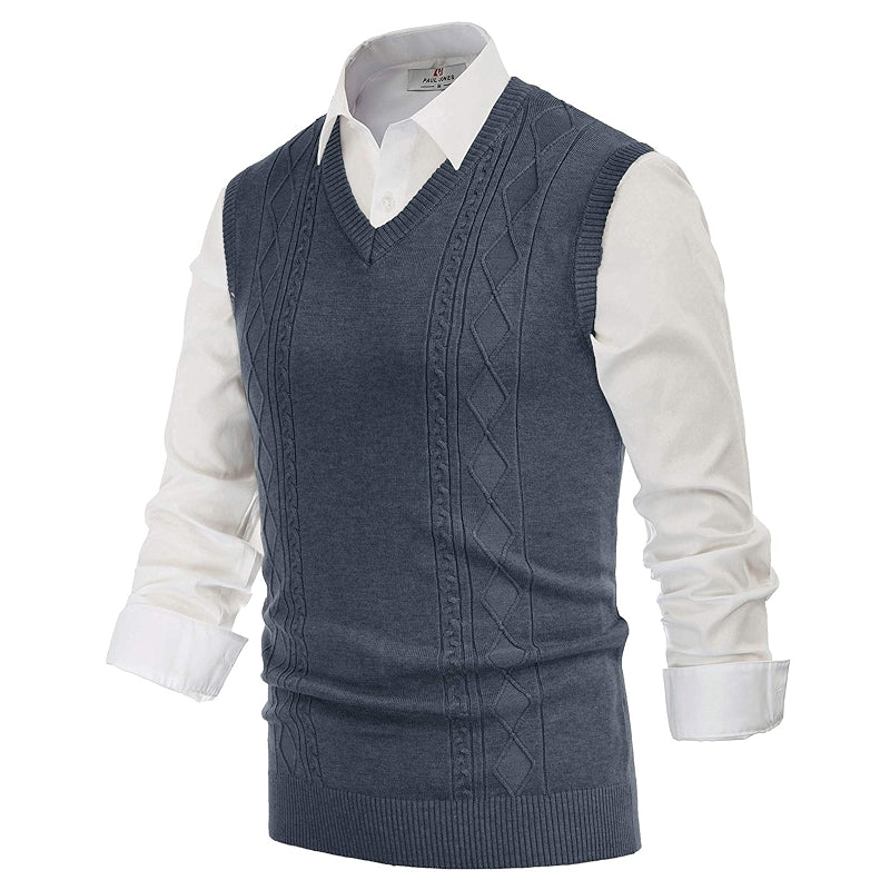 V Neck Sweater Vest Cable Knitted Pullover