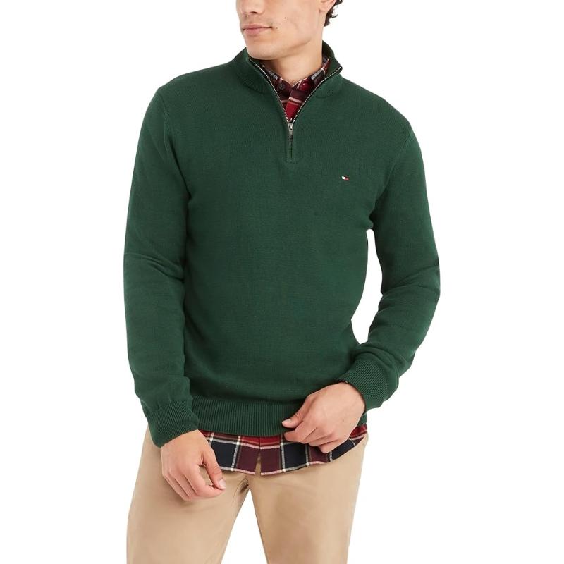 Solid Colored Long Sleeves Pullover With Zipper Closure