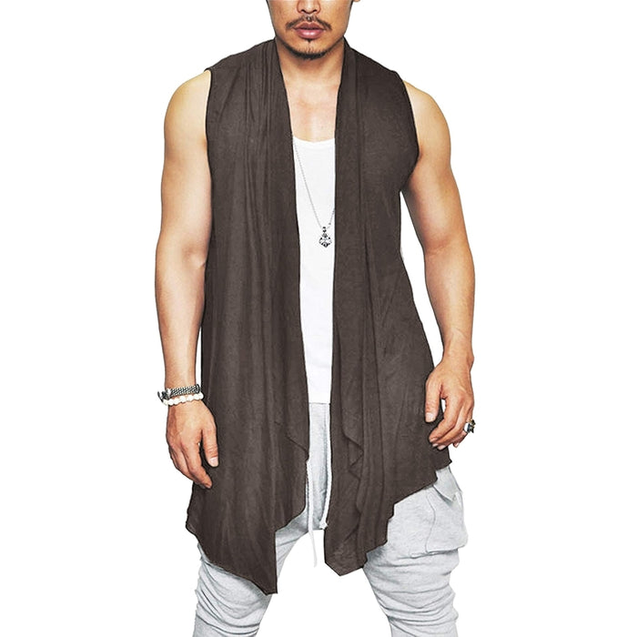 Ruffle Shawl Collar Cardigan Sleeveless Open Front Kimono Vest