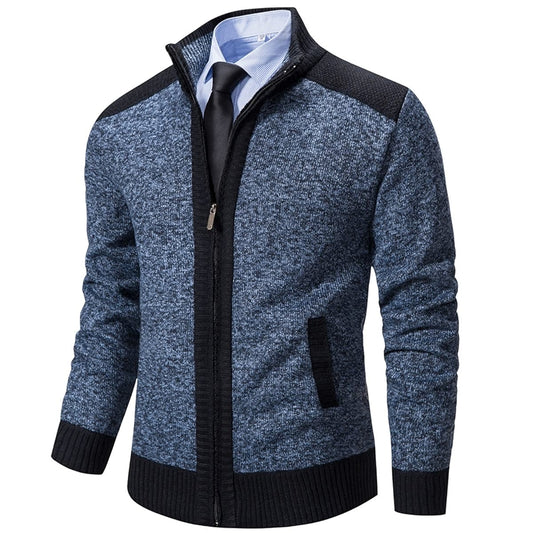 Textured Pattern Cardigan With Zipper Closure