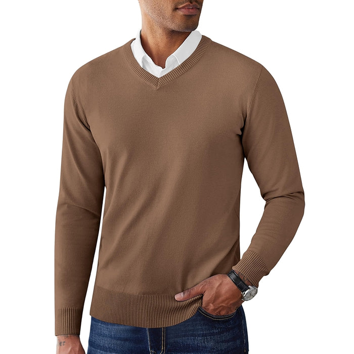 V Neck Pullover Sweater Slim Fit Casual Dress Sweater