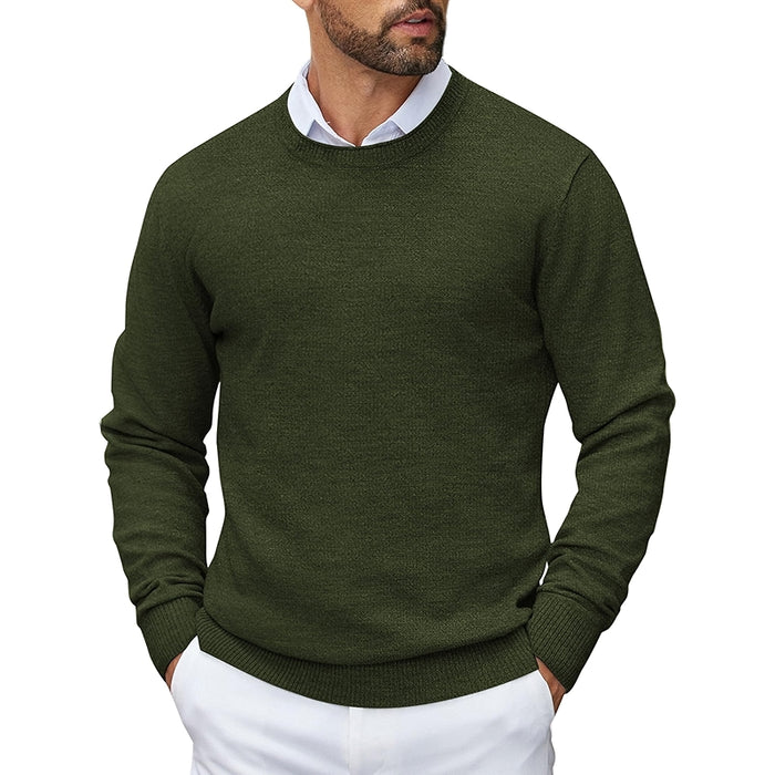 Crewneck Pullover Knit Sweater Lightweight With Ribbing Edge