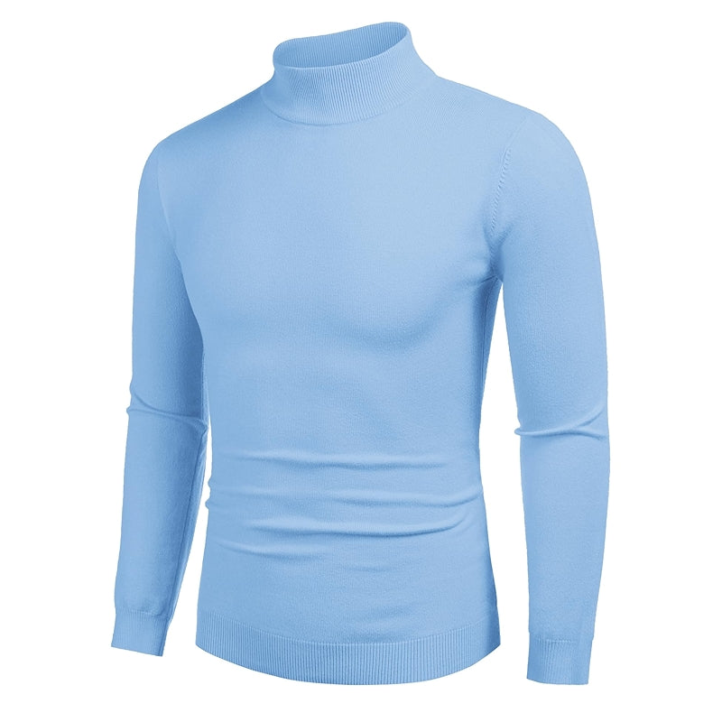 Slim Fit Mock Style Solid Colored Pullover