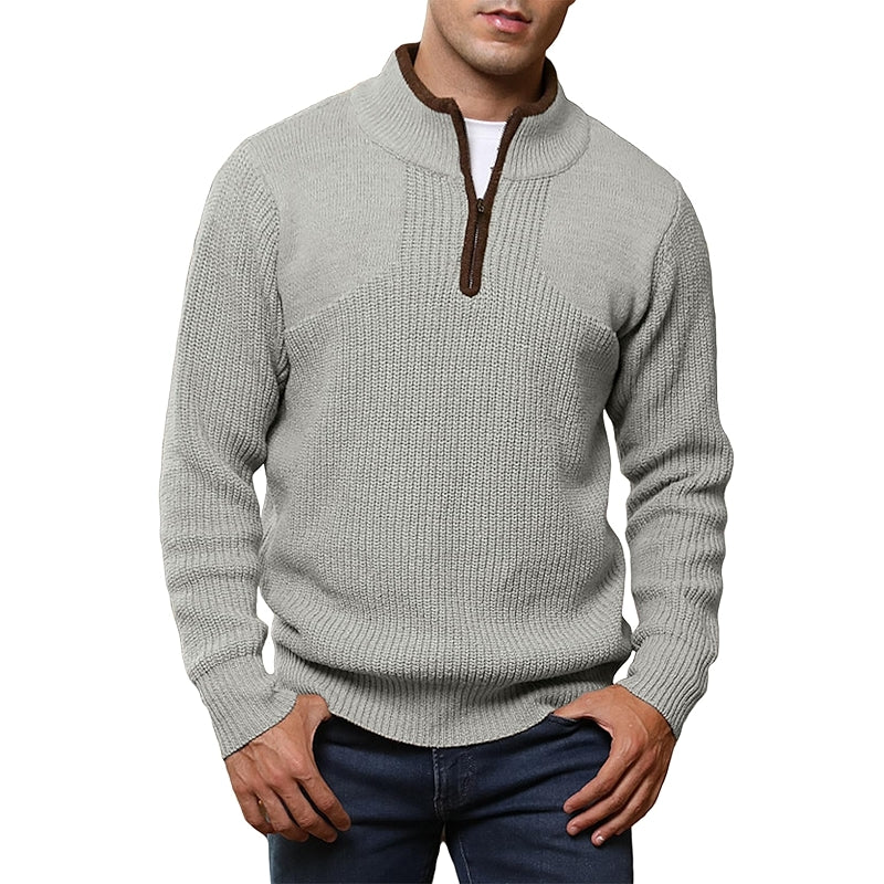 Quarter Zip Sweater Lightweight Mock Neck Casual Long Sleeve Pullover