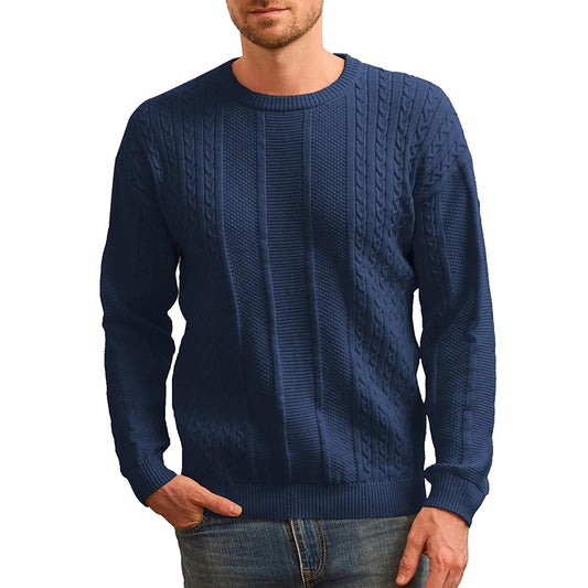 Classic Crewneck Pullover Sweater With Ribbing Edge