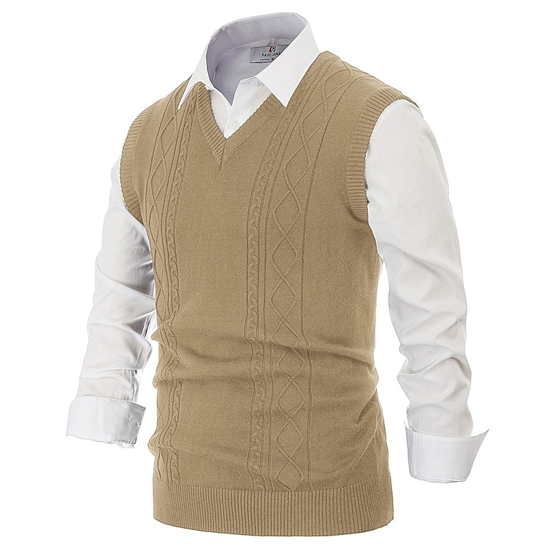 V Neck Sweater Vest Cable Knitted Pullover