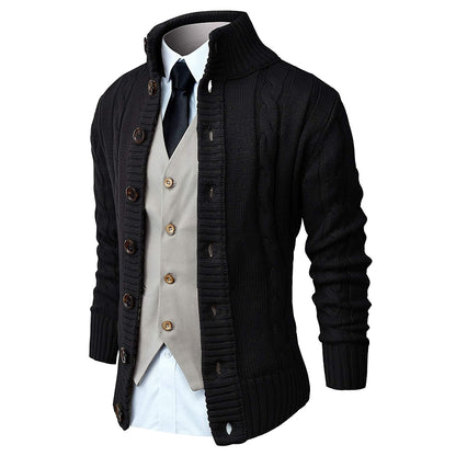 Long Sleeve Stand Collar Cardigan Sweater